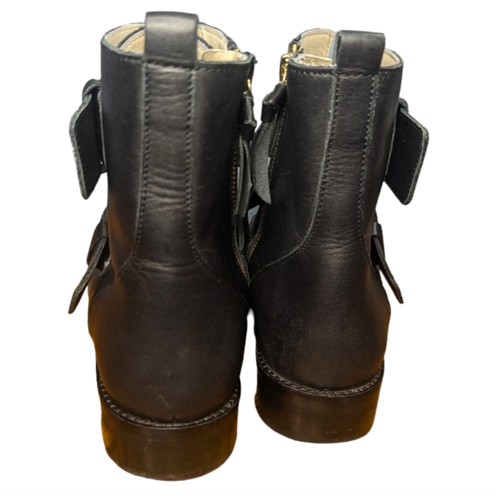 Boden Cavenham Ankle Boots Double Buckle Leather Black Size 39/8.5 - Picture 5 of 8